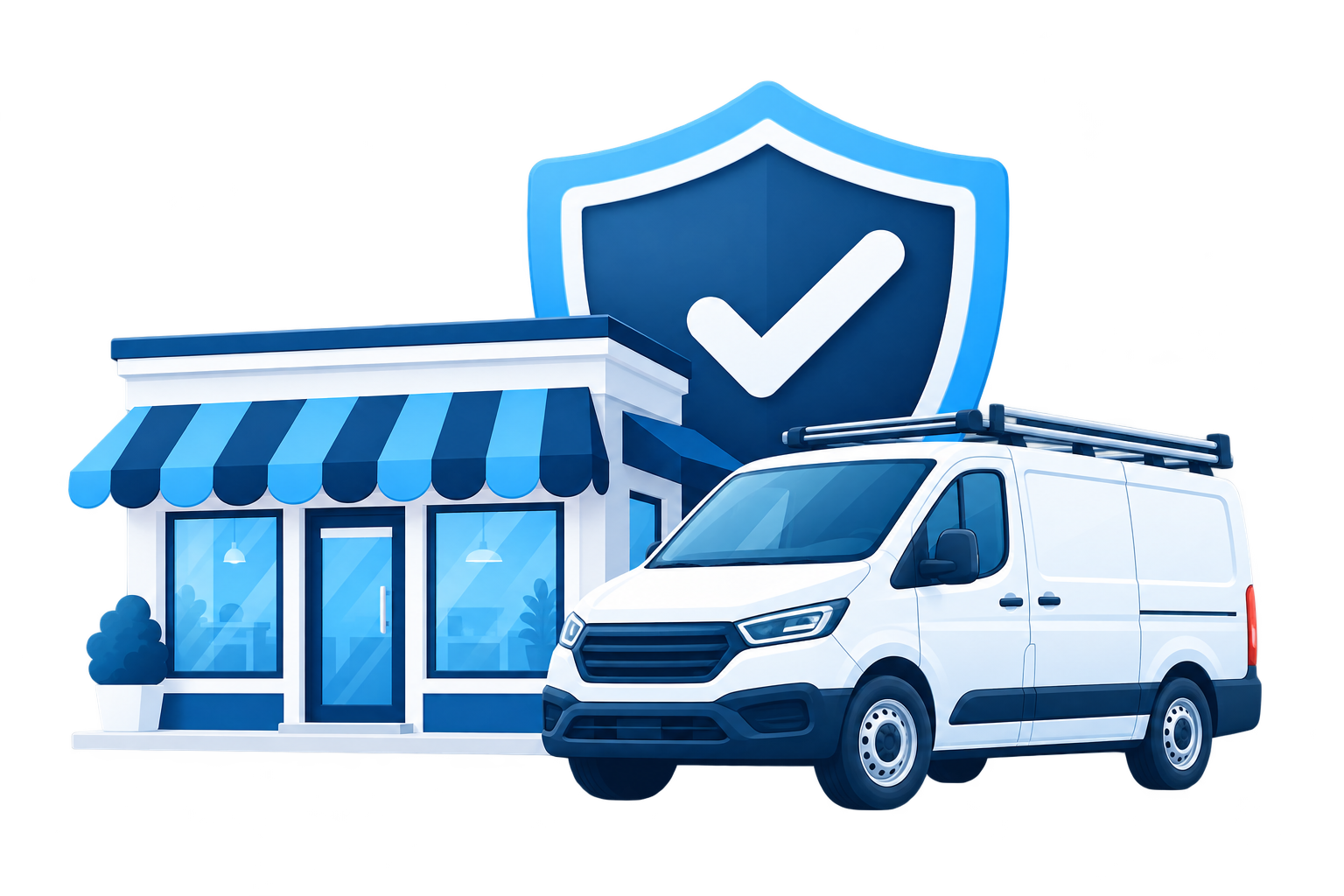 business store front and van
